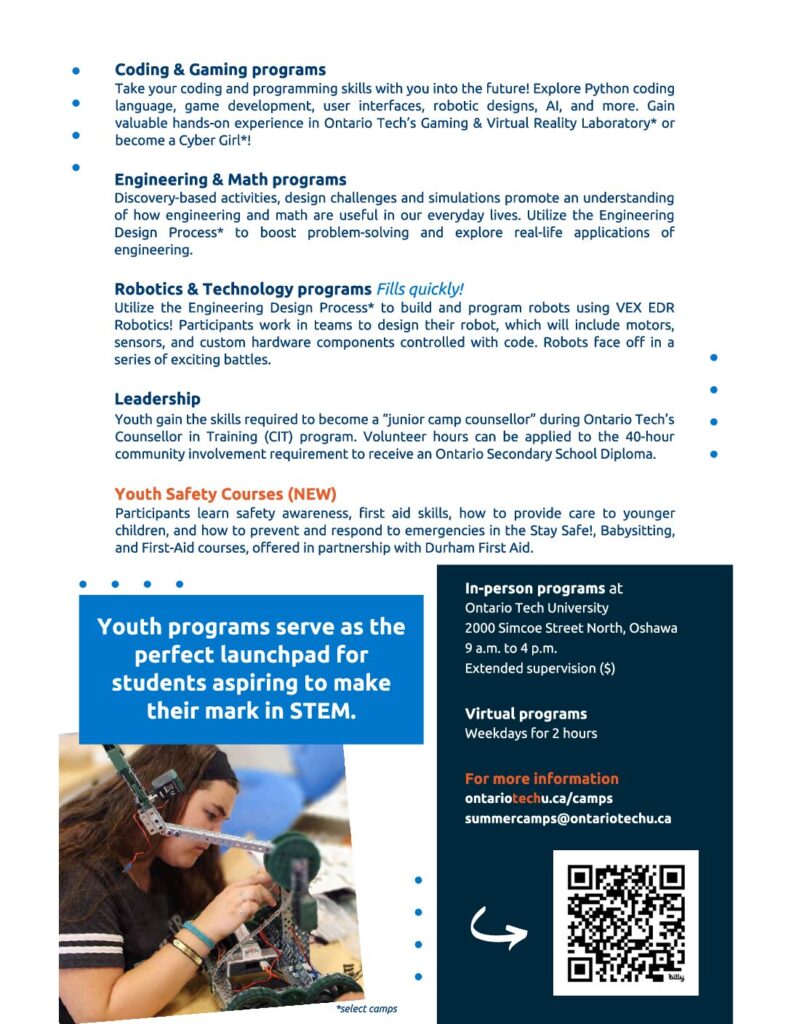 Ontario Tech University
Summer Youth Programs
